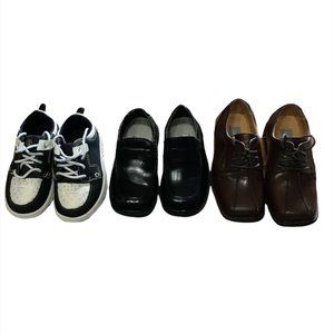 Bundle of Toddler boys Timberland tennis shoes, Brown and black loafers